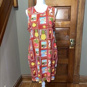 NWT St. John’s Bay Tank Dress with Pockets Pineapples Birds Parrots Cockatoos